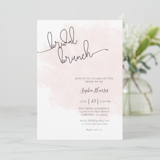 Bridal Brunch Minimalistische Skripteinladung Einladung (Stehend Vorderseite)