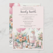 Bridal Brunch mit rosa Einladung (Vorne/Hinten)