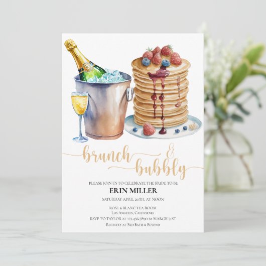 Bridal Brunch | Pancake Einladung (Stehend Vorderseite)