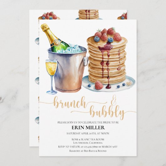 Bridal Brunch | Pancake Einladung (Vorne/Hinten)