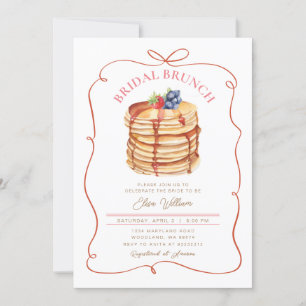 Bridal Brunch Pancake Red Conquette Whimsical Einladung