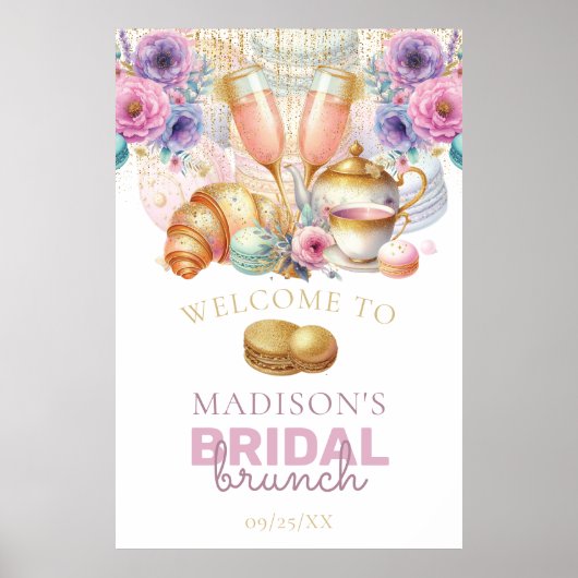Bridal Brunch Pastell Pink Gold Custom Willkommen Poster (Vorne)