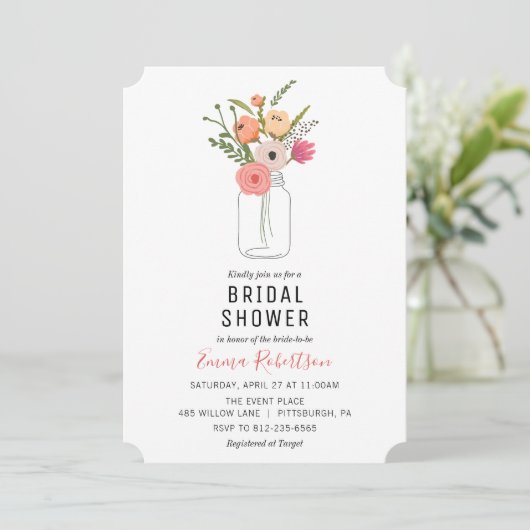 Bridal Brunch Peony Bouquet Dusche Einladung (Stehend Vorderseite)