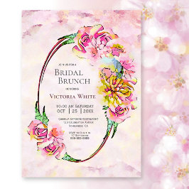 Bridal Brunch Pink Floral Watercolor Einladung