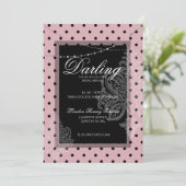 Bridal-Brunch rosa schwarze Polka-Punkte Save the Einladung (Stehend Vorderseite)