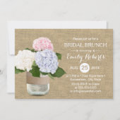 Bridal Brunch Rustic Hydrangea Mason Jar Burlap Einladung (Vorderseite)