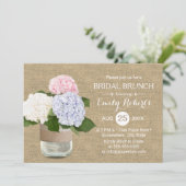 Bridal Brunch Rustic Hydrangea Mason Jar Burlap Einladung (Stehend Vorderseite)