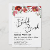 Bridal Brunch Typografie Burgundy Red Floral Einladung (Vorderseite)