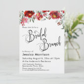 Bridal Brunch Typografie Burgundy Red Floral Einladung (Stehend Vorderseite)