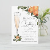 Bridal Brunch und Bubbly Orange Blossom Mimosa Einladung (Stehend Vorderseite)