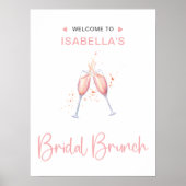 Bridal Brunch Wasserfarbe Blush Begrüßungszeichen Poster (Vorne)