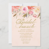 Bridal Brunch Wasserfarbe Blush Gold Script Einladung (Vorderseite)