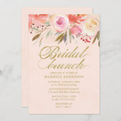 Bridal Brunch Wasserfarbe Blush Gold Script Einladung (Vorne/Hinten)