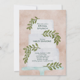 Bridal Brunch Wasserfarbe Hochzeitskuchen mit Grün Einladung