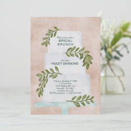 Bridal Brunch Wasserfarbe Hochzeitskuchen mit Grün Einladung