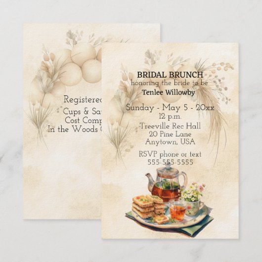 Bridal Brunch Wedding Shower Invitation Einladung (Vorne/Hinten)