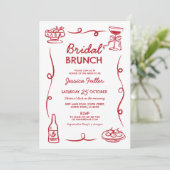 Bridal Brunch Whimsical Hand Drawn Chic Französisc Einladung (Stehend Vorderseite)