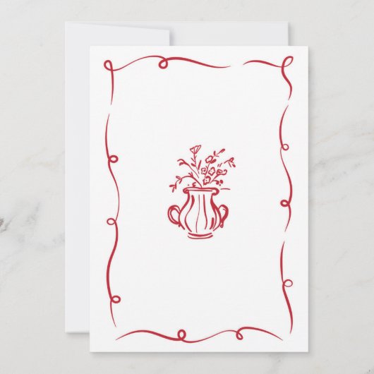 Bridal Brunch Whimsical Hand Drawn Chic Französisc Einladung (Rückseite)