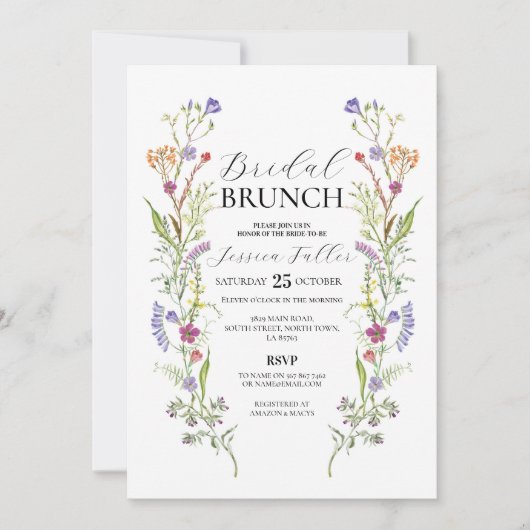 Bridal Brunch Wildblumen Floral Ditsy Einladung (Vorderseite)