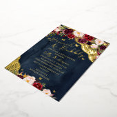 Bridal Burgundy Navy Gold Lace Brunch und Bubbly Folieneinladung (Gedreht)