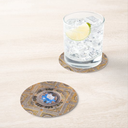 Bridal Chamber, Decke von Andrea Mantegna Runder Pappuntersetzer (Vor Ort)