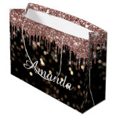 Bridal Confetti Luxury Rose Glitzer Tropfen Name Große Geschenktüte (Rückseite Schrägansicht)