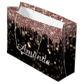 Bridal Confetti Luxury Rose Glitzer Tropfen Name Große Geschenktüte (Vorderseite Schrägansicht)