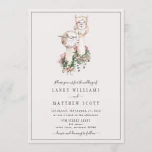 Bridal Couple Llama Einmalige Hochzeit Einladung