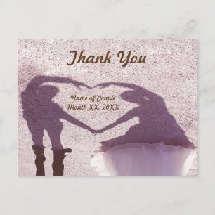 Bridal Couple Silhouette Herz in Sand Vielen Dank Postkarte