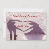 Bridal Couple Silhouette Herz in Sand Wedding Einladung (Vorderseite)