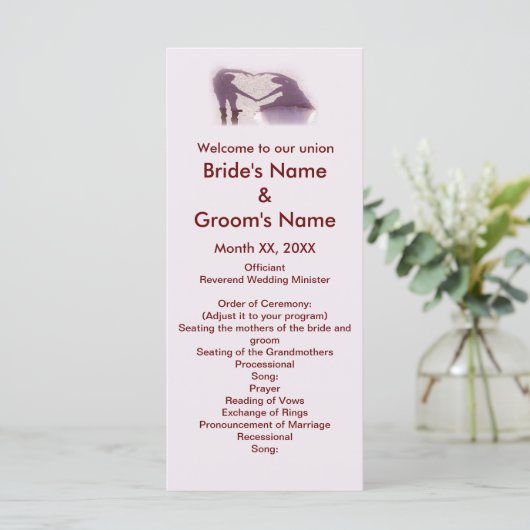 Bridal Couple Silhouette Herz in Sand Wedding Programm (Stehend Vorderseite)