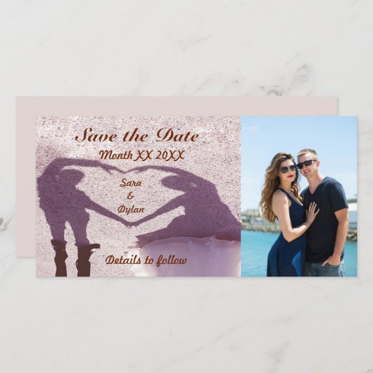 Bridal Couple Silhouette Herz in Sand Wedding Save The Date (Vorne/Hinten)