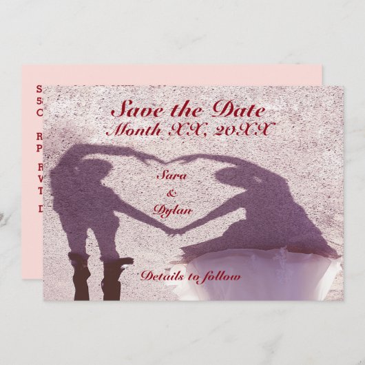 Bridal Couple Silhouette Herz in Sand Wedding Save The Date (Vorne/Hinten)