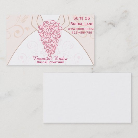 Bridal Couture, Bridal Wear, Hochzeitskleidung Visitenkarte (Vorne/Hinten)