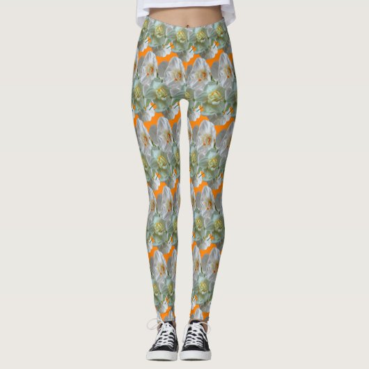 Bridal Crown Daffodis Muster Legging Leggings (Vorderseite)