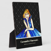 Bridal Dark Royal Blue Cocktail Gown Black Damask Fotoplatte (Seite)