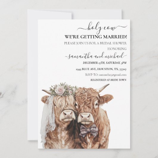 Bridal der Heiligen Kuh Einladung (Vorderseite)