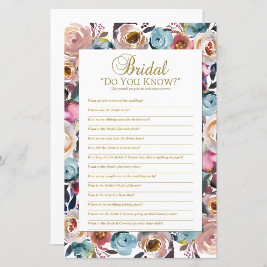 Bridal Do you know Showspiel, Brautparty Game (Vorne/Hinten)