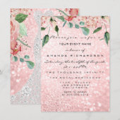 Bridal Dress Spark Rose Rosa Floral Einladung (Vorne/Hinten)