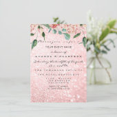 Bridal Dress Spark Rose Rosa Floral Einladung (Stehend Vorderseite)