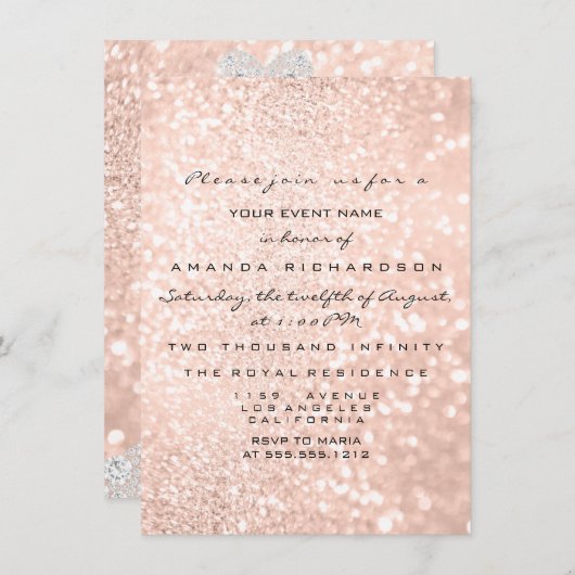 Bridal Dress Spark Rose VIP Blush Rose Diamond Einladung (Vorne/Hinten)