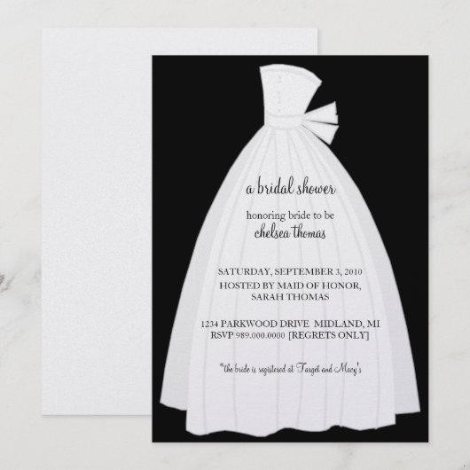 Bridal-Dusche Einladung {Black} (Vorne/Hinten)