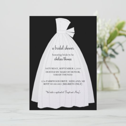 Bridal-Dusche Einladung {Black} (Stehend Vorderseite)