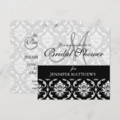 Bridal-Dusche Einladung Black Damask Monogramm (Vorne/Hinten)