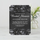 Bridal Dusche Einladung Black Lace and Satin (Stehend Vorderseite)