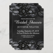 Bridal Dusche Einladung Black Lace and Satin (Vorne/Hinten)