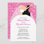 Bridal Dusche Einladung Braut Groom Pink Funkelnd (Vorne/Hinten)