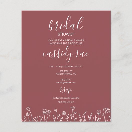 Bridal Dusche Einladung Budget Boho Blume Flyer (Vorne)