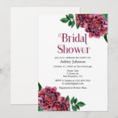 Bridal Dusche Einladung Dahlien. Burgund lädt (Vorne/Hinten)