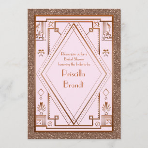 Bridal Dusche Einladung, Gatsby, Glitzer pink Einladung